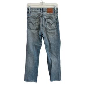 Levi's Straight Women's Wedgie High-Rise Ripped Icon Crop Blue Jeans 25